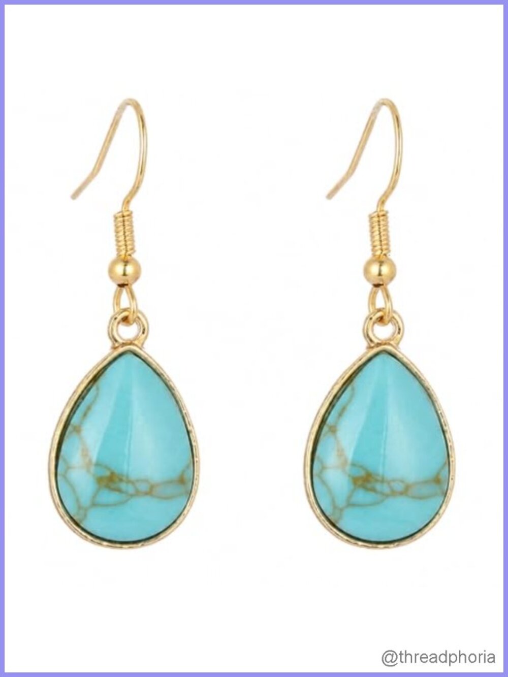 Women's Small Dangle Earrings Boho Faux Turquoise Teardrop Drop